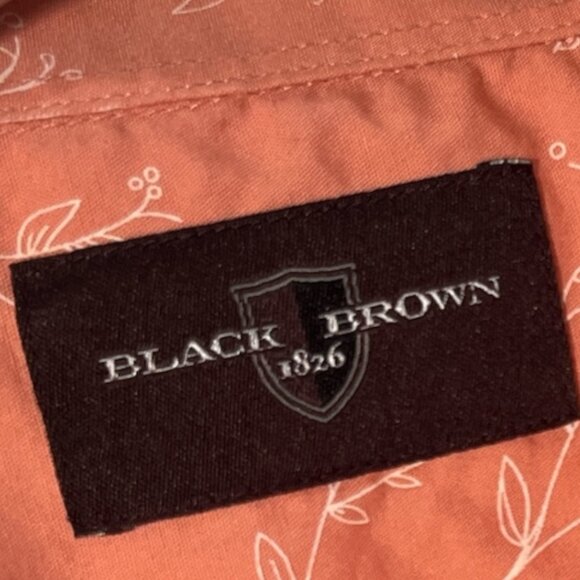 BLACK BROWN 1826 Men's Casual Button Down Shirt Sz L Peach with Cream Detail - Picture 4 of 11